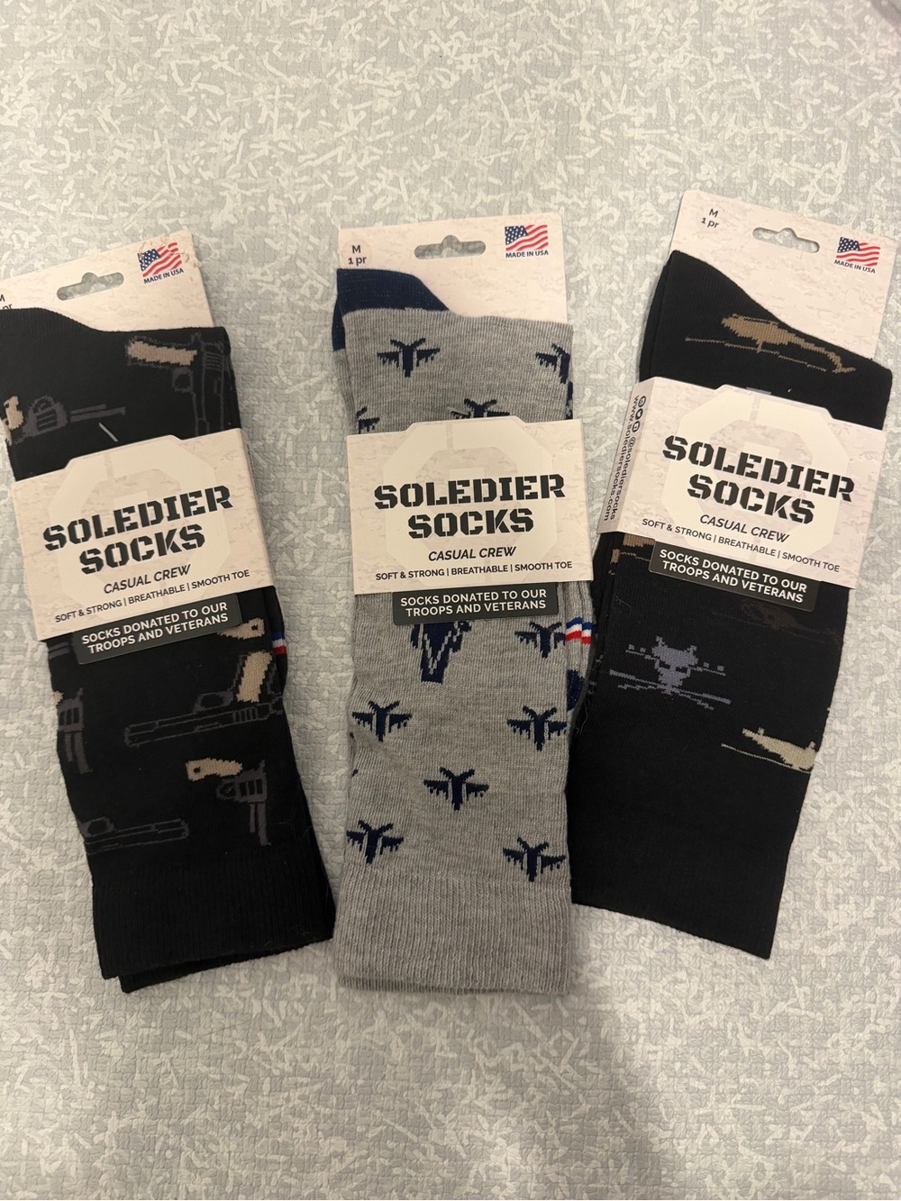 Soleider Socks 3 Pair Bundle NWT Military Print Size M Made in USA